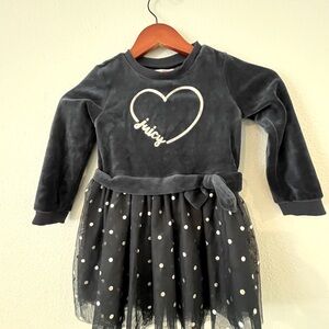 Juicy Couture Dress Tulle Skirt Long Sleeve Navy Blue Silver Size 4T‎